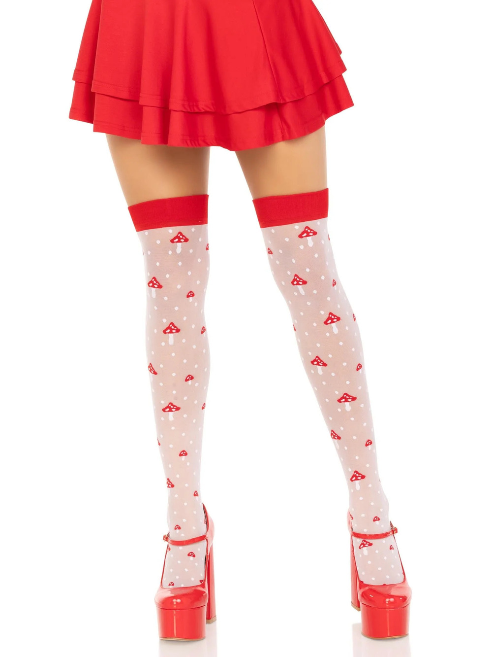Leg Avenue - Magic Mushroom Thigh Highs - White/Red